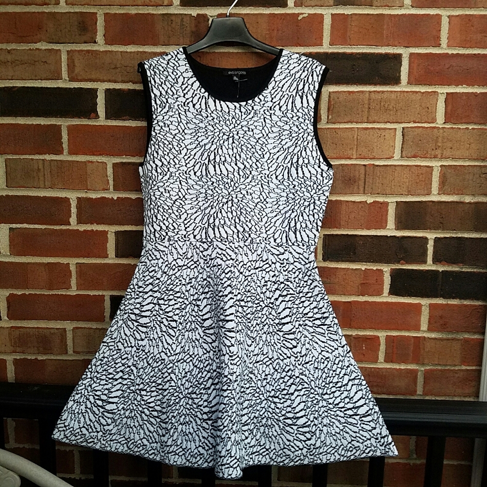 Eva Longoria Black and White Print Dress
